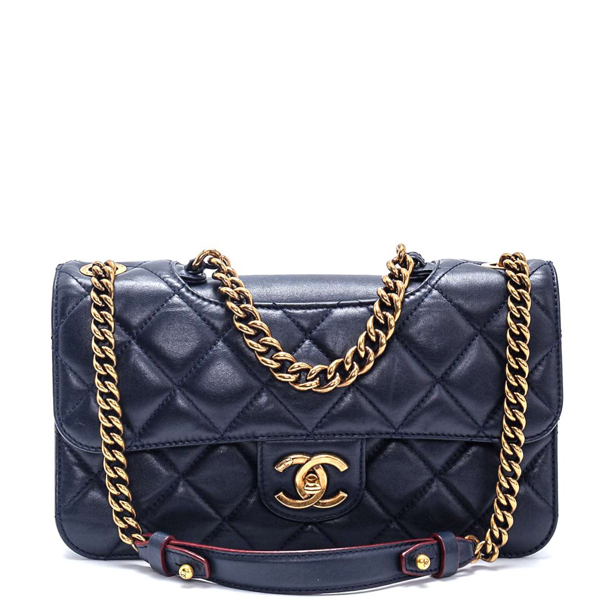 Chanel - Navy Blue Quilted Lambskin Leather Perfect Edge Jumbo Flap Bag